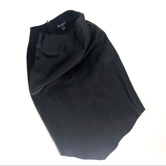 BASE ELEMENTS black leather asymmetric skirt Italy - Picture 4 of 4